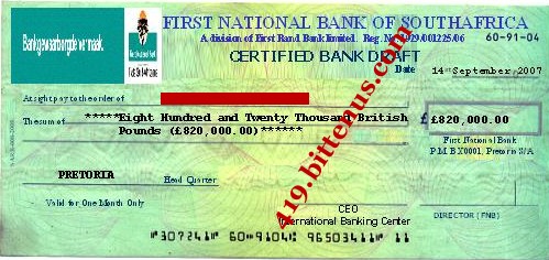 Bank Draft Was Issued On Your Name